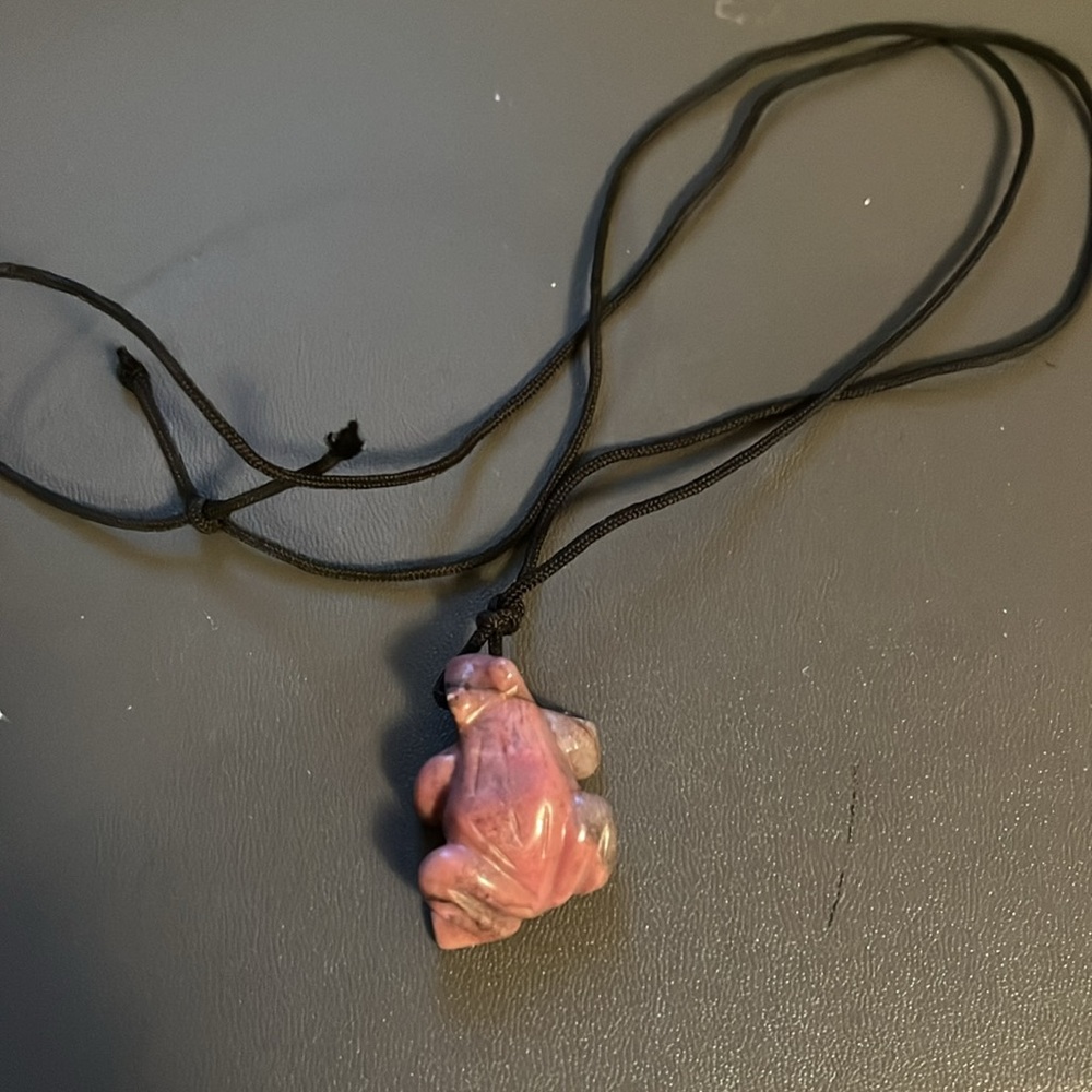 Pink Frog Pendant Necklace